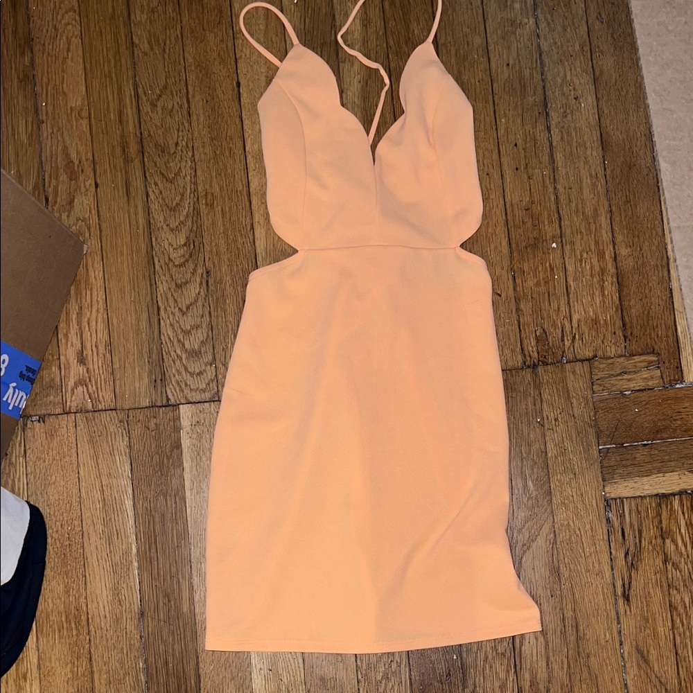 Blue Blush Peach Backless Dress